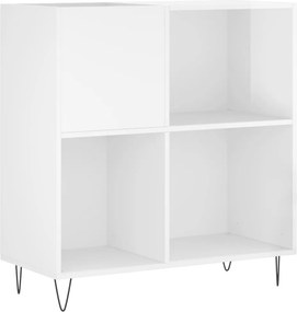 vidaXL Δισκοθήκη Γυαλιστερή Λευκή 84,5 x 38x 89 εκ. από Επεξεργ. Ξύλο