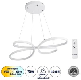 Κρεμαστό Φωτιστικό Οροφής LED 75W 8400lm BUTTERFLΥ Globostar-61392-Λευκό 61392
