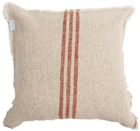 Μαξιλαροθήκη Διακοσμητική 0860003 45x45cm Beige-Red Soulworks 45X45 Λινό