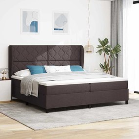 Κρεβάτι Box Spring vidaXL με Στρώμα σε Σκούρο Καφέ, 200x200 εκ. Υφάσματος