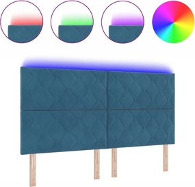 vidaXL LED κεφαλάρι Σκούρο Μπλε 180 cm Τεχνητό Δέρμα