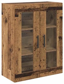 vidaXL Highboard με συρτάρι 2 pcs Παλιό Ξύλο Σύνθετο Ξύλο και Γυαλί