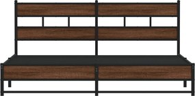 vidaXL Σκελετός Κρεβ. Χωρίς Στρώμα Καφέ Δρυς 193x203 εκ. Μεταλλικό