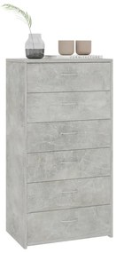 vidaXL Συρταριέρα με 6 Συρτάρια Γκρι Σκυροδ. 50x34x96 εκ. Επεξ. Ξύλο
