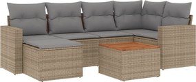 vidaXL Patio Sofa Set 6-θέσια Μίξη μπεζ και ανοιχτό γκρι