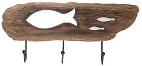 Κρεμάστρα Ξύλινη Με Ψάρια 13,2cm Natural Μέταλλο,Ξύλο