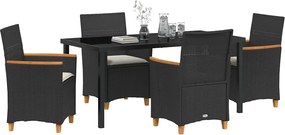 vidaXL Σέτ φαγητού για κήπο 5 pcs Μαύρο συνθετικό ρατάν
