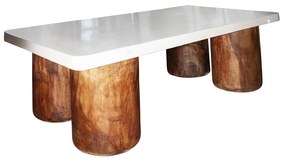 Artekko Solid Καφέ Ξύλινο Τραπέζι Σαλονιού με Λευκή Επιφάνεια Terrazzo (150x80x45)cm Artekko 667-4047