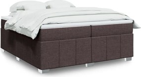 vidaXL Κρεβάτι Boxspring με Στρώμα Σκούρο Καφέ 200x200 εκ. Υφασμάτινο