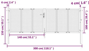 vidaXL Πόρτα Κήπου Ανθρακί 300x100 εκ. Ατσάλι