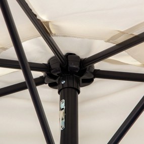 Ομπρέλα μανιβέλας ομπρέλα ομπρέλα κήπου ομπρέλα αγοράς, μεταλλική, μισή στρογγυλή, κρεμ λευκή + μαύρη