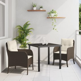 vidaXL Σετ 3 Τεμαχίων Εξωτερικής Σίτισης με Μαξιλάρια Καφέ Πολυ Ρατάν