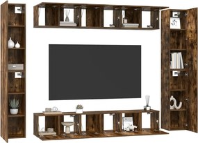 vidaXL Σετ Επίπλων Τηλεόρασης 10 Τεμαχίων Καπνιστή Δρυς Επεξ. Ξύλο