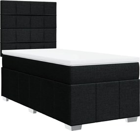 vidaXL Κρεβάτι Boxspring με Στρώμα Μαύρο 90x200 εκ. Υφασμάτινο