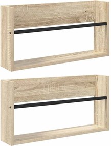vidaXL Ράφι Περιοδικών με ράφι 2 pcs Δρύς Sonoma 60 x 12 x 30 εκ