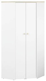 Γωνιακή ντουλάπα Madison L102, Οξιά, Άσπρο, 193x80x80cm, 76 kg, Πόρτες ντουλάπας: Με μεντεσέδες, Αριθμός ραφιών: 5, Αριθμός ραφιών: 5 | Epipla1.gr