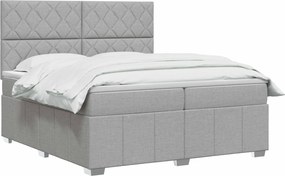 vidaXL Κρεβάτι box spring με στρώμα Ανοιχτό γκρι 200 x 200 cm Ύφασμα