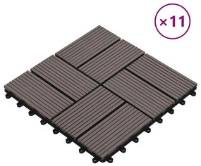 vidaXL Πλακάκια Deck 11 τεμ. Σκούρο Καφέ 30 x 30 εκ. 1 μ² από WPC