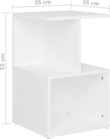 vidaXL Κομοδίνο Λευκό 35 x 35 x 55 εκ. από Επεξ. Ξύλο