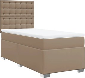 vidaXL Κρεβάτι Boxspring με Στρώμα Καπουτσίνο 90x190εκ.από Συνθ. Δέρμα