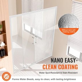 VEVOR Semi-frameless Double Sliding Shower Door SGCC Tempered Glass 1/4&quot; Chrome