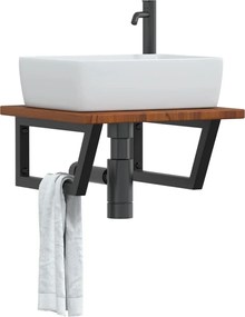 vidaXL Ράφι Νιπτήρα Τοίχου από Ατσάλι / Μασίφ Ξύλο Δρυός