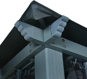 vidaXL Κιόσκι με Κουρτίνα Ανθρακί 300 x 300 εκ. Αλουμινίου