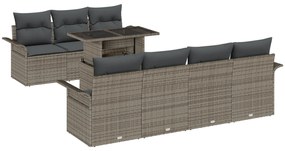 vidaXL Σετ 8 Τεμαχίων Καναπέ Κήπου με Μαξιλάρια Γκρι Πολυ Ρατάν