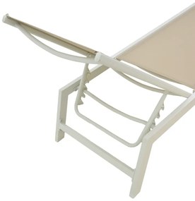 Ξαπλώστρα Boka pakoworld λευκό αλουμίνιο και textilene σε μπεζ απόχρωση 60x192x31εκ