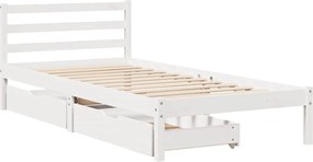 vidaXL Σκελετός Κρεβ. Χωρίς Στρώμα Λευκό 75x190 εκ Μασίφ Πεύκο
