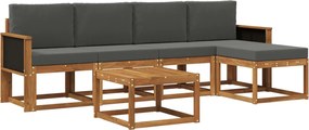 vidaXL Σειρά Καναπέ Εξωτερικού 6 pcs Φυσικό και Ανθρακί Πολυεστέρας