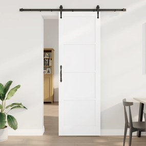 vidaXL Συρόμενη Πόρτα με Σετ Χ Hardware Λευκή 78x232 εκ. Συμπαγής Ξύλινη Πεύκου