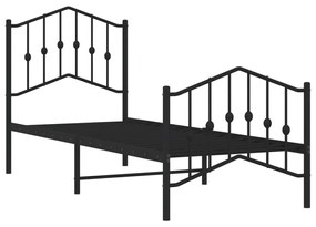 Πλαίσιο Κρεβατιού με Κεφαλάρι/Ποδαρικό Μαύρο 75x190 εκ. Μέταλλο - Μαύρο