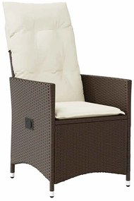 vidaXL Σέτ φαγητού για κήπο με μαξιλάρι 5 pcs Καφέ Πολυ ράταν