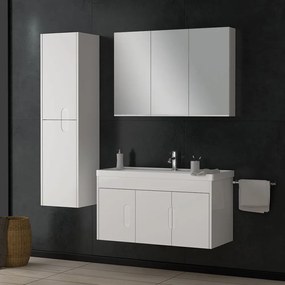 Martin Ada 100 White Matt  MDF - Πάγκος με Νιπτήρα &amp; Καθρέπτη