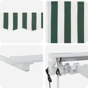 vidaXL Ηλεκτρικό Αναδιπλούμενο Σκίαστρο Πράσινο και Λευκό 2,5 x 2 m