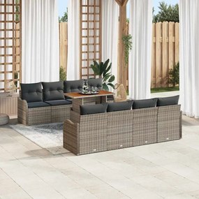 vidaXL Σετ Καναπέ Κήπου με αποθήκευση 9 pcs Γκρι Πολυ ράταν
