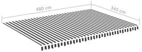 vidaXL Τεντόπανο Ανταλλακτικό Ανθρακί / Λευκό 5 x 3,5 μ.