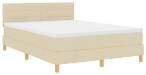 vidaXL Κρεβάτι με Βάση με Στρώμα Κρεμ 140 x 190 εκ. Ύφασμα