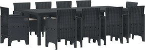 vidaXL Σέτ φαγητού για κήπο 11 pcs Ανθρακί Πολυπροπυλένιο