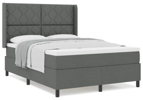 vidaXL Box Spring Κρεβάτι με Μαξιλάρι Σκούρο Γκρι 140x200 εκ. Ύφασμα