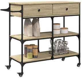 vidaXL Τρόλεϊ Κουζίνας Sonoma Δρυς 105x42x95 εκ. Επεξεργασμένο Ξύλο