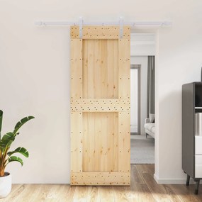 vidaXL Συρόμενη Πόρτα Φυσικό και Λευκό 80 x 210 cm