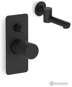 Eurorama Eletta Tecno Black Matt 167030SL-400 Μίκτης Εντοιχισμού 2 εξόδων με Εκτροπέα+ Περιστρεφόμενο Στόμιο