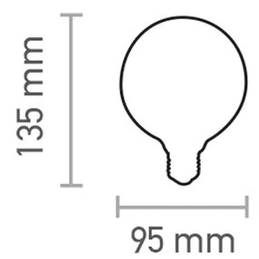 Λαμπτήρας E27 LED Filament G95 8watt με μελί κάλυμμα (7.27.08.42.1) - 1.5W - 20W - 7.27.08.42.1