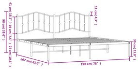 Πλαίσιο Κρεβατιού με Κεφαλάρι Λευκό 193 x 203 εκ. Μεταλλικό - Λευκό