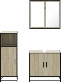 vidaXL Σετ Επίπλων Μπάνιου 3 Τεμαχίων Sonoma Δρυς Επεξεργασμένο Ξύλο