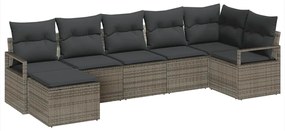 vidaXL Σετ Καναπέ Κήπου 7 pcs Γκρι Πολυ ράταν