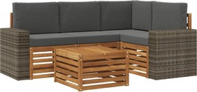 vidaXL Σειρά Καναπέ Εξωτερικού 5 pcs Φυσικό και Ανθρακί