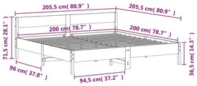 ΠΛΑΙΣΙΟ ΚΡΕΒΑΤΙΟΥ ΜΕ ΚΕΦΑΛΑΡΙ 200X200 ΕΚ. ΑΠΟ ΜΑΣΙΦ ΞΥΛΟ ΠΕΥΚΟΥ 3216209